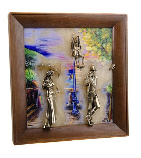 Бронзовая картина "Пара. Набережная" с подсветкой купить с доставкой Бронзовая картина "Пара. Набережная" с подсветкой