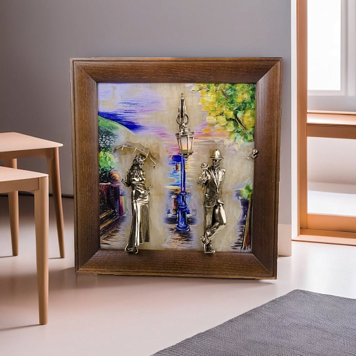 Бронзовая картина "Пара. Набережная" с подсветкой купить с доставкой Бронзовая картина "Пара. Набережная" с подсветкой