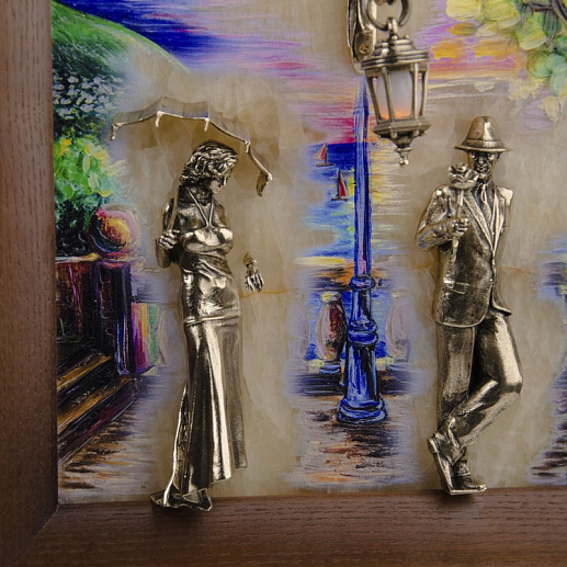 Бронзовая картина "Пара. Набережная" с подсветкой купить с доставкой Бронзовая картина "Пара. Набережная" с подсветкой