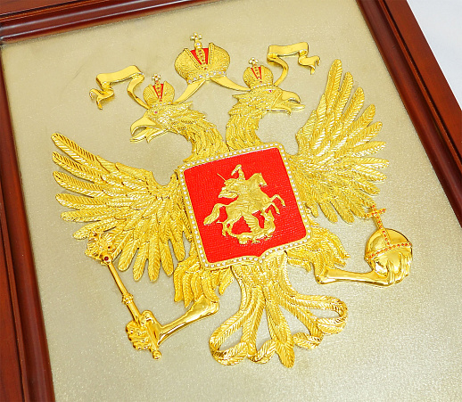 Бронзовый герб России на стену купить с доставкой Бронзовый герб России на стену