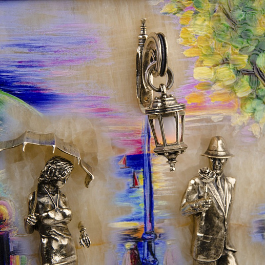 Бронзовая картина "Пара. Набережная" с подсветкой купить с доставкой Бронзовая картина "Пара. Набережная" с подсветкой