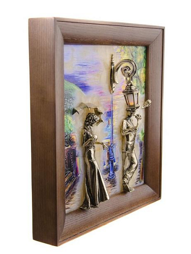 Бронзовая картина "Пара. Набережная" с подсветкой купить с доставкой Бронзовая картина "Пара. Набережная" с подсветкой